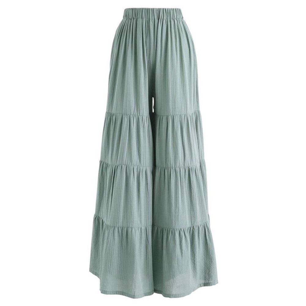 CHICWISH Womens Comfy Casual Teal Green Wide-Leg Flare Bell Bottom Pants, Size: - Picture 1 of 1